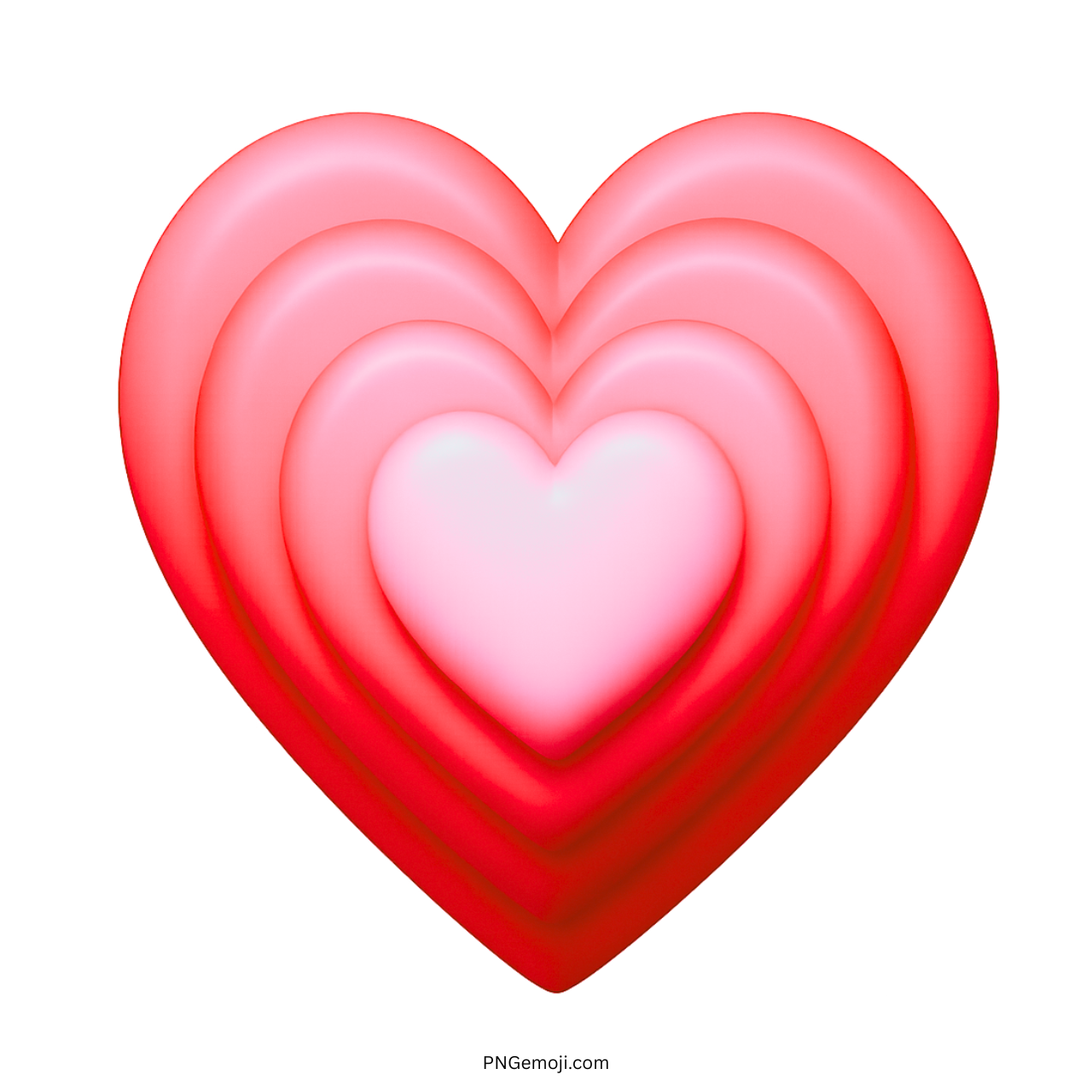 3D Growing Heart Emoji with layered red and pink hearts