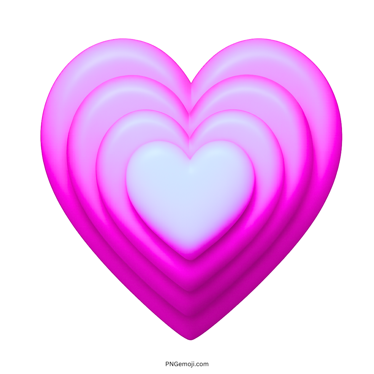 3D Growing Pink Heart Emoji with layered pink hearts