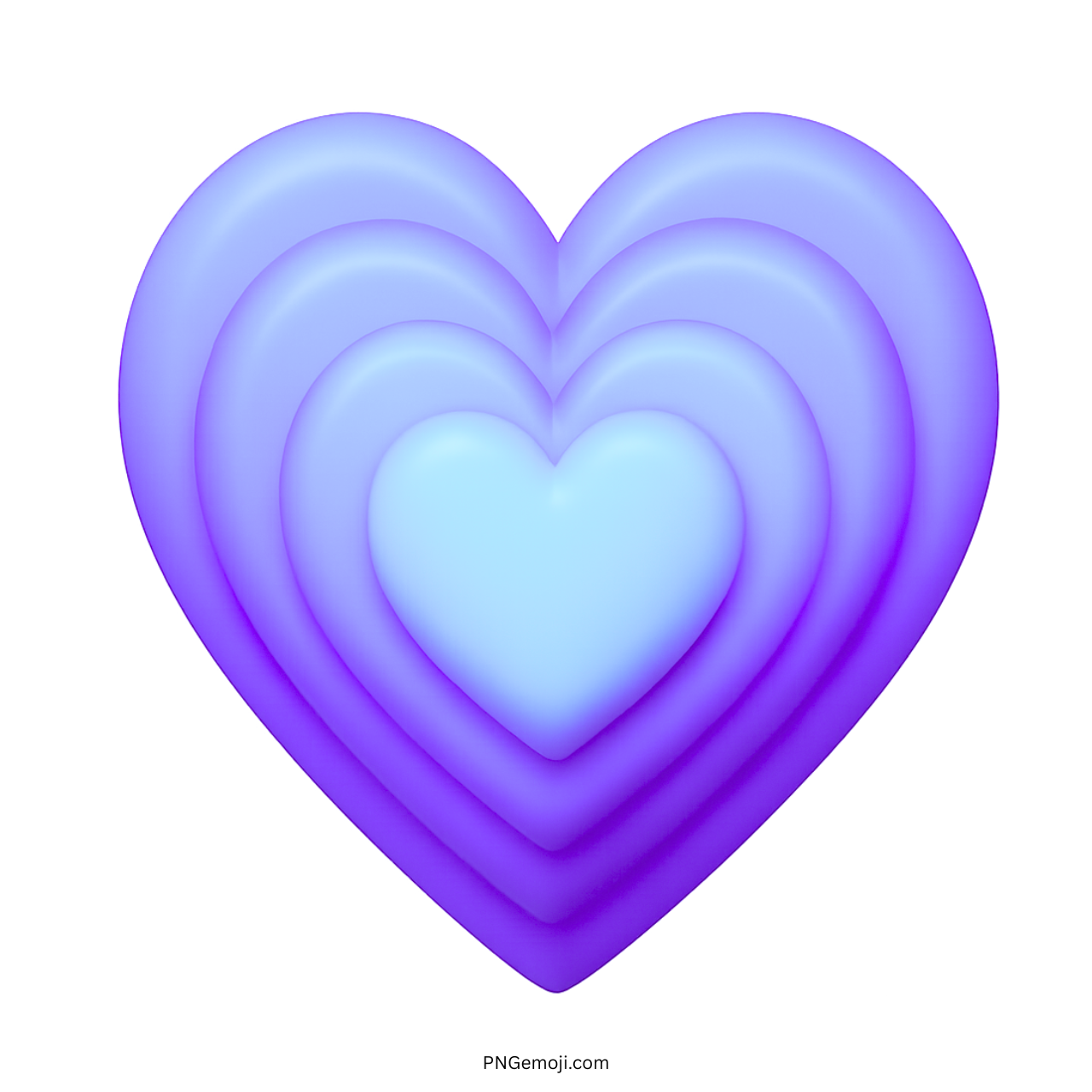3D Growing Purple Heart Emoji with layered purple hearts
