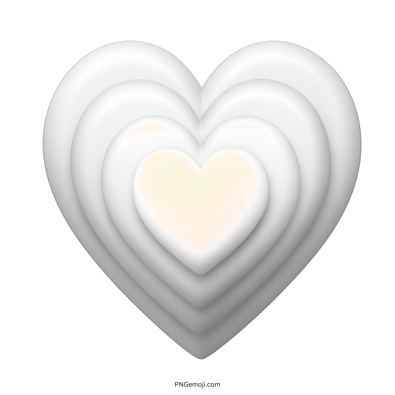 3D Growing White Heart Emoji with layered white hearts
