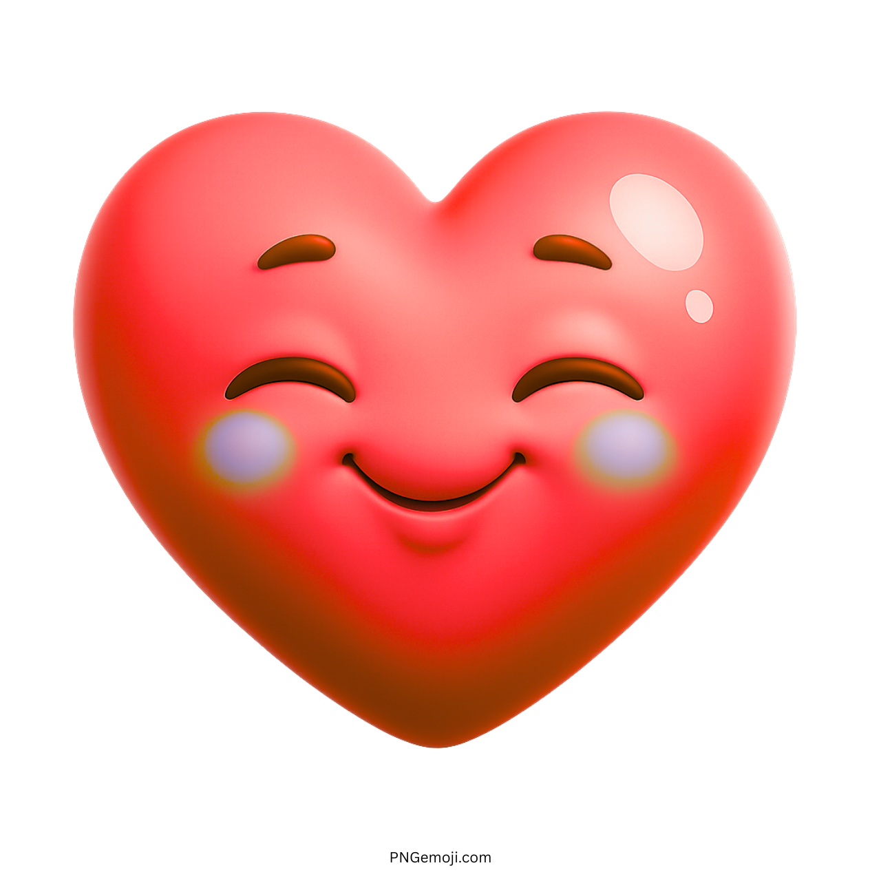 3D red heart emoji with smiling face, closed eyes, and soft blushing cheeks