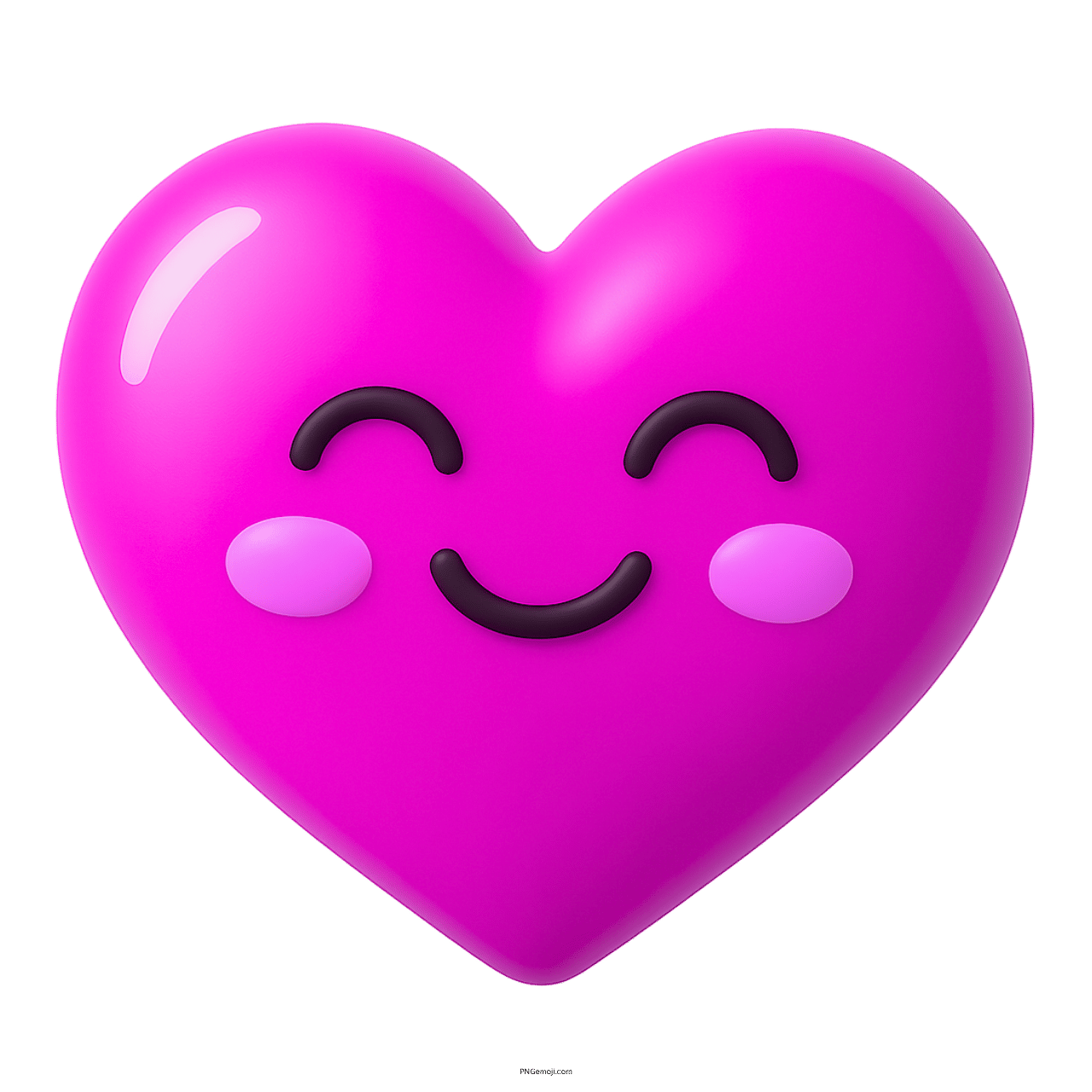 3D smiling happy heart emoji with cute eyes and blush in vibrant red color