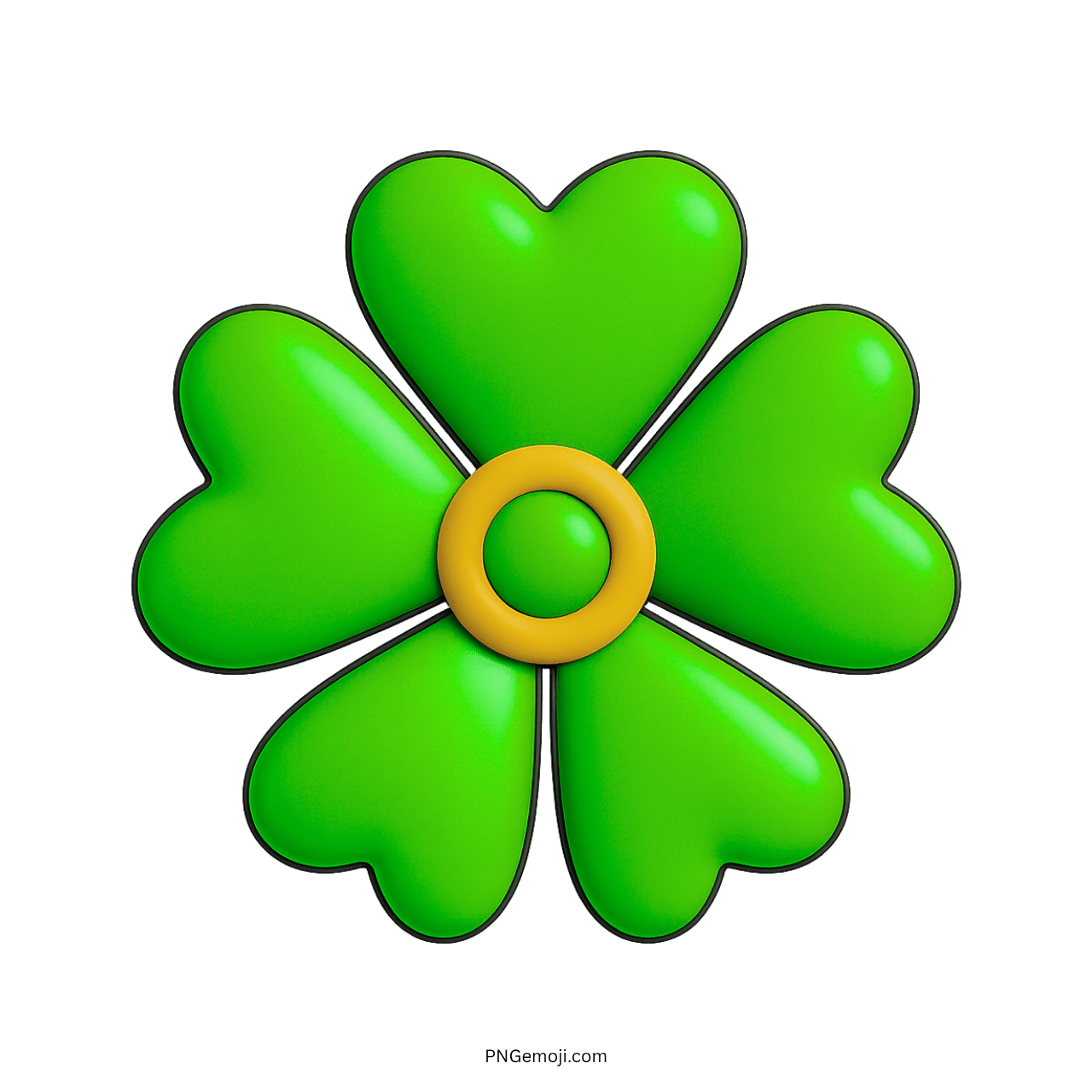  Green heart-shaped flower with a yellow center and smooth 3D finish.