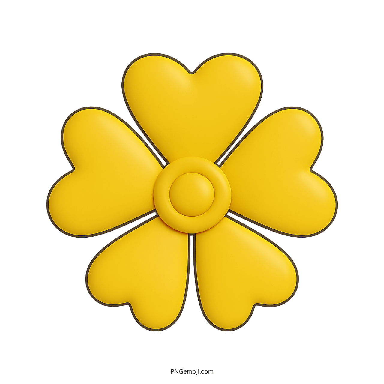  Yellow heart-shaped flower with a central circle design in a smooth 3D style.