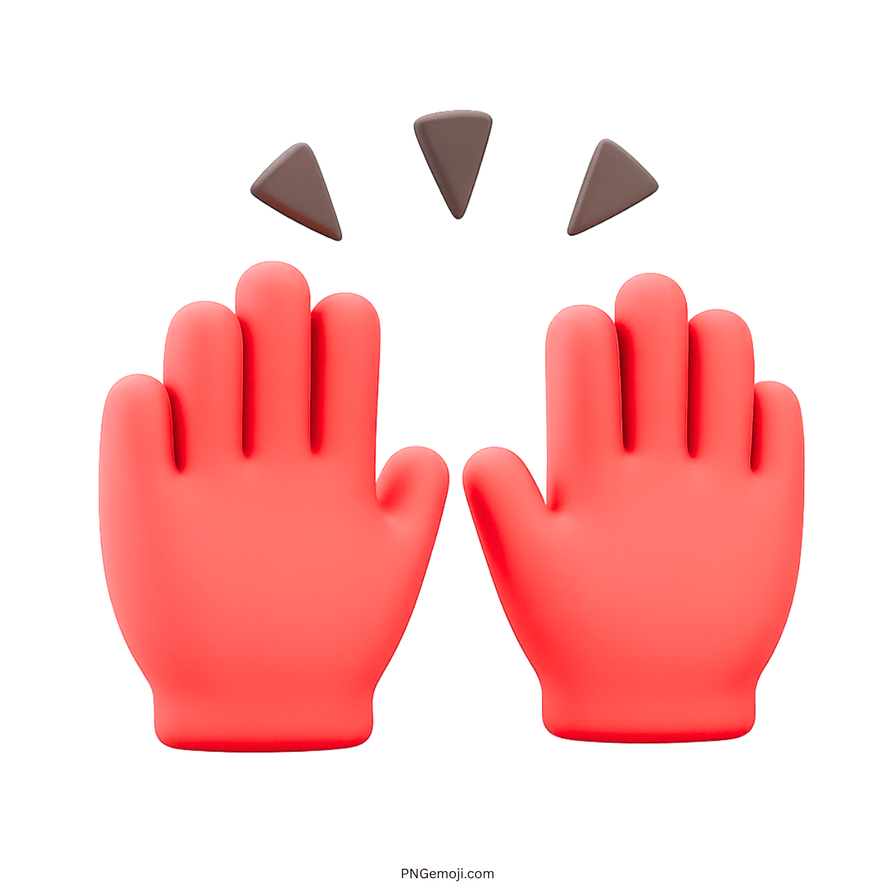 3D high five gloves emoji with brown triangle shapes, transparent background.