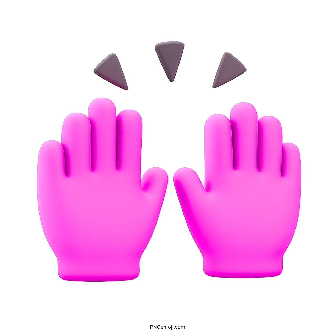 3D high five gloves emoji in pink with brown triangle shapes, transparent background