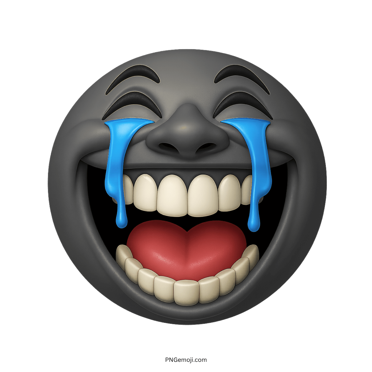 Dark laughing emoji with tears and a big smile