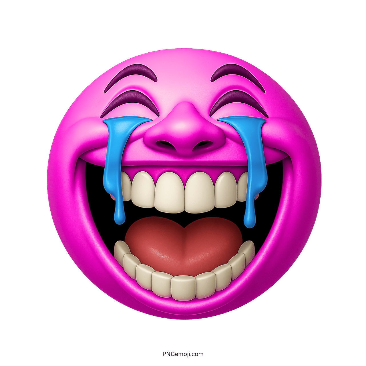 Pink laughing emoji with tears and a big smile
