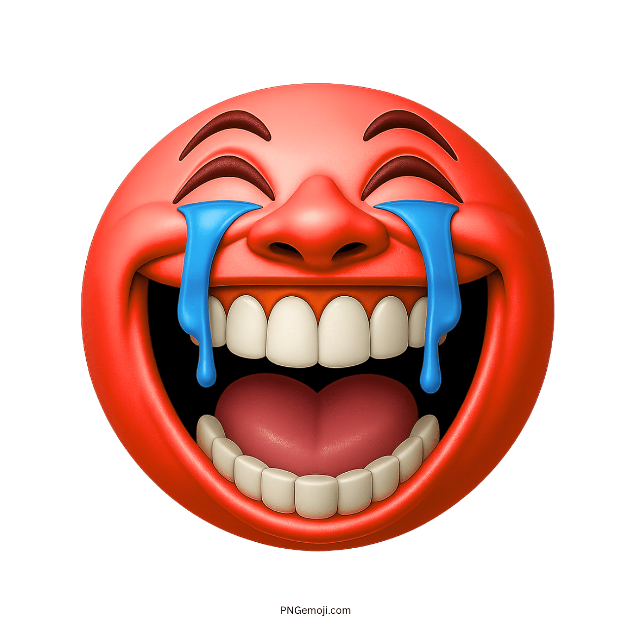 Red laughing emoji with tears and a big smile