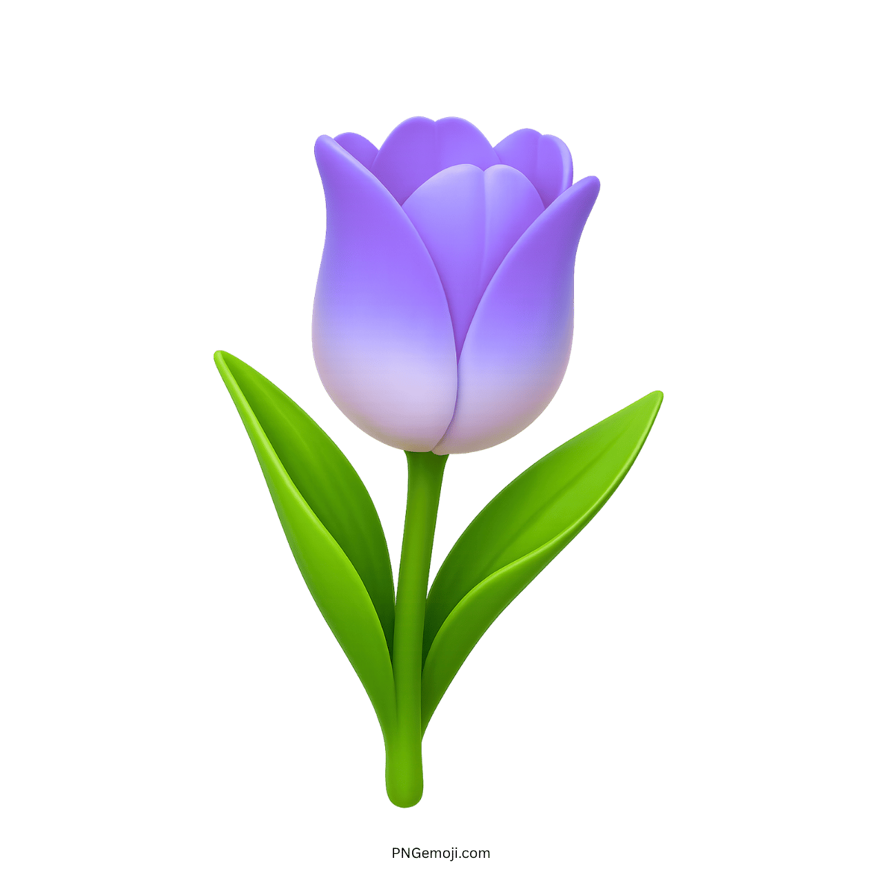  Lavender Tulip Flower Emoji with Green Leaves PNG Image
