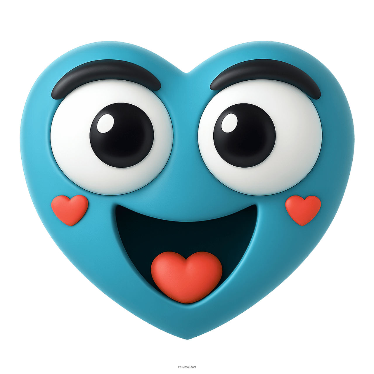 light blue heart emoji with big cute eyes smiling expressing joyful love