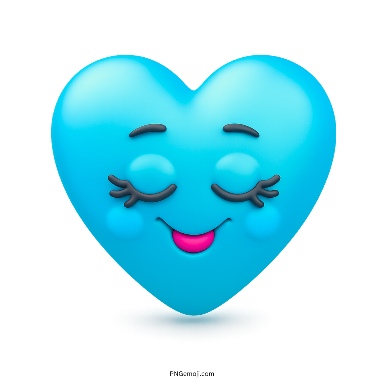 Light blue heart emoji with smiling face, closed eyes, and blushing cheeks expression