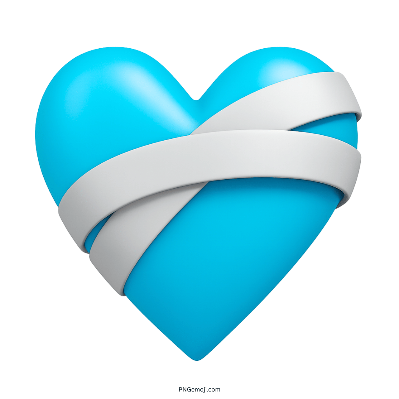 Light blue heart emoji wrapped in white bandages expressing peace, trust, and emotional healing