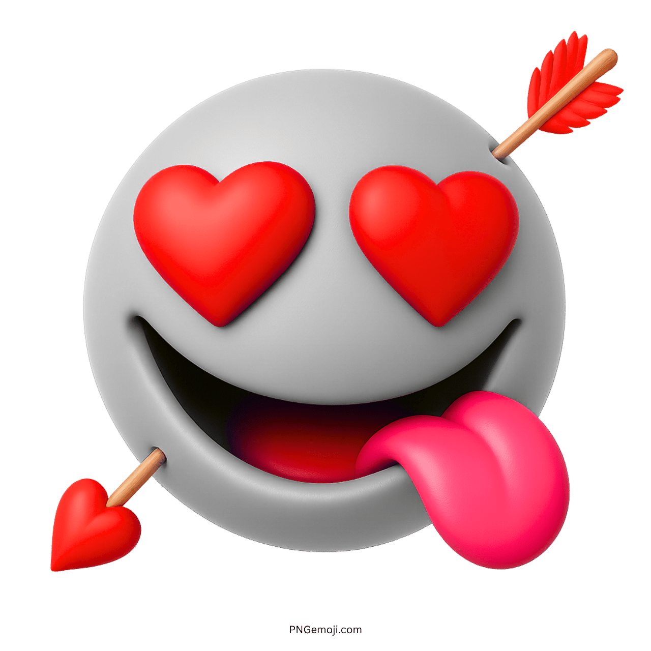 3D love heart emoji with heart eyes, tongue out, and arrows of love