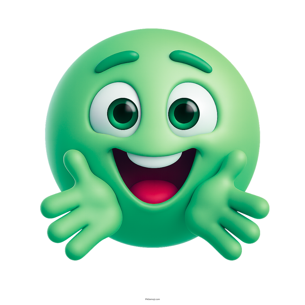 3D mint green hugging emoji with smiling face and extended hands for warm gesture