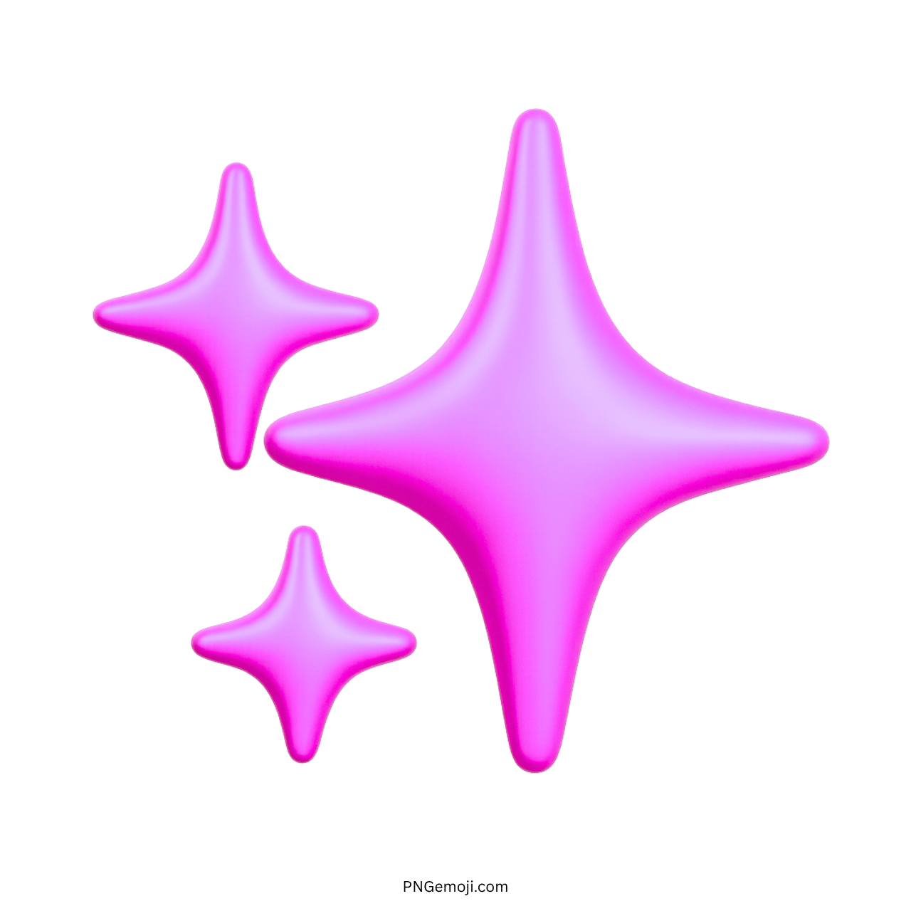 Pink 3D sparkles emoji PNG with shiny glossy style and transparent background