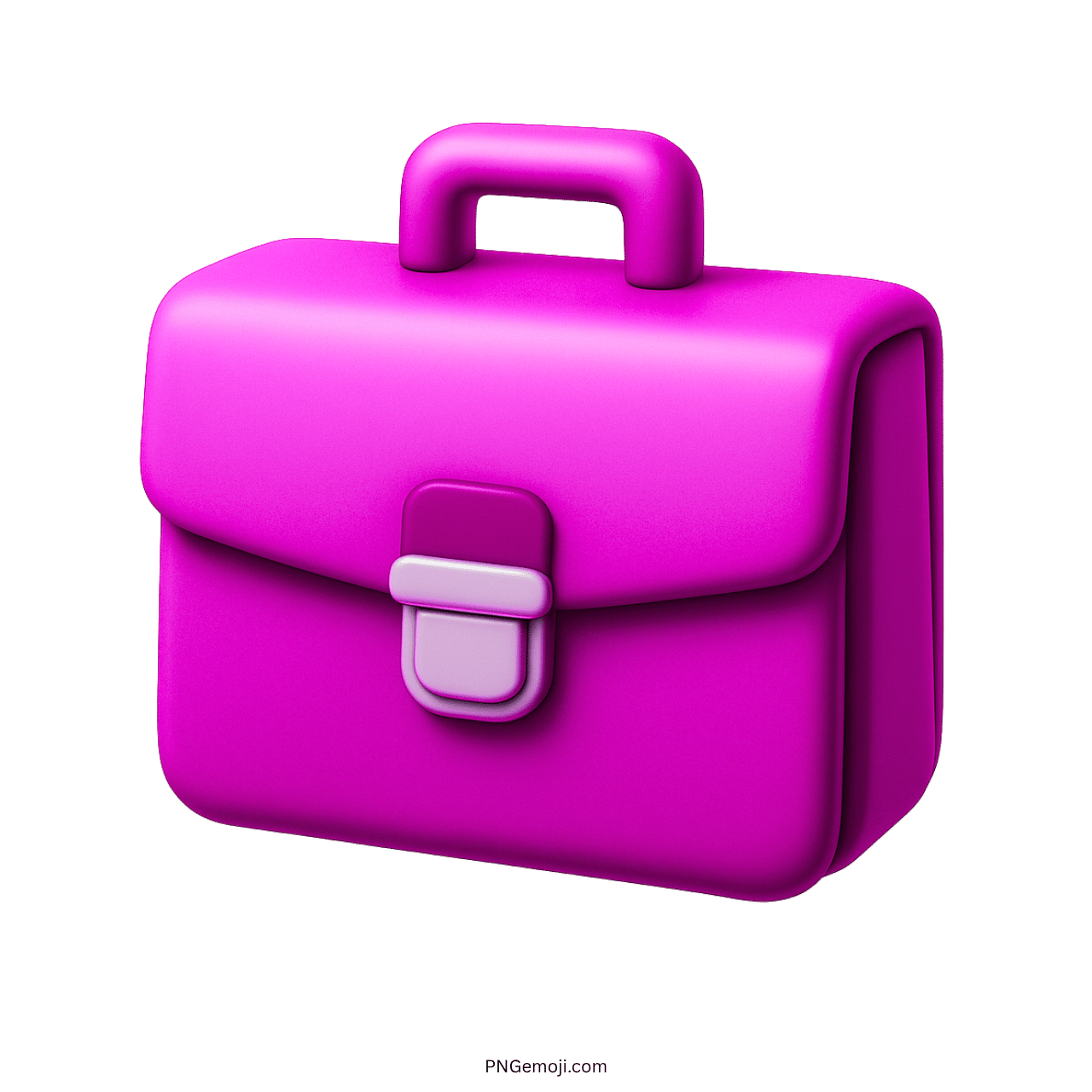 3D pink briefcase emoji with a handle and clasp on a transparent background.