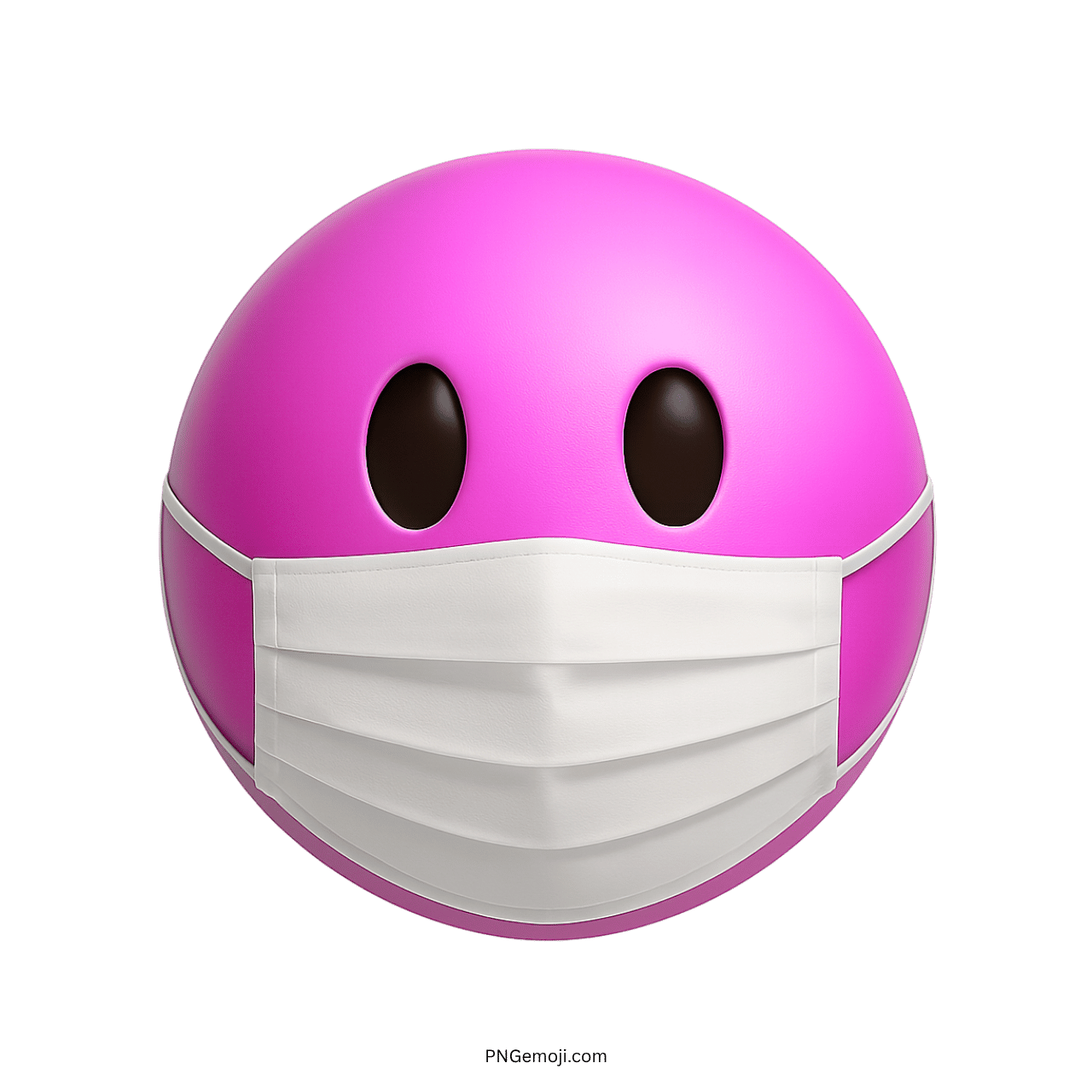 Pink emoji wearing white surgical face mask for COVID protection and health safety
