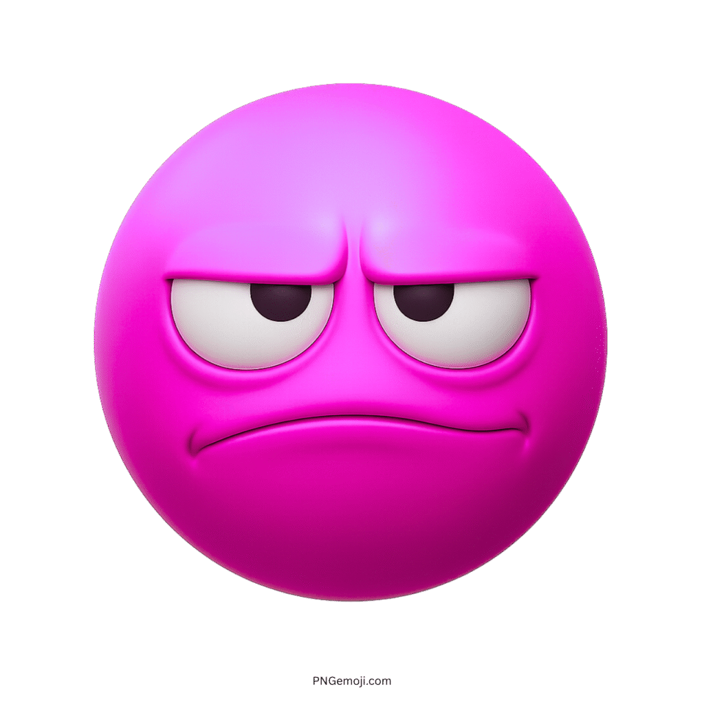 3D pink emoji with annoyed tired face and unimpressed droopy eyelid expression