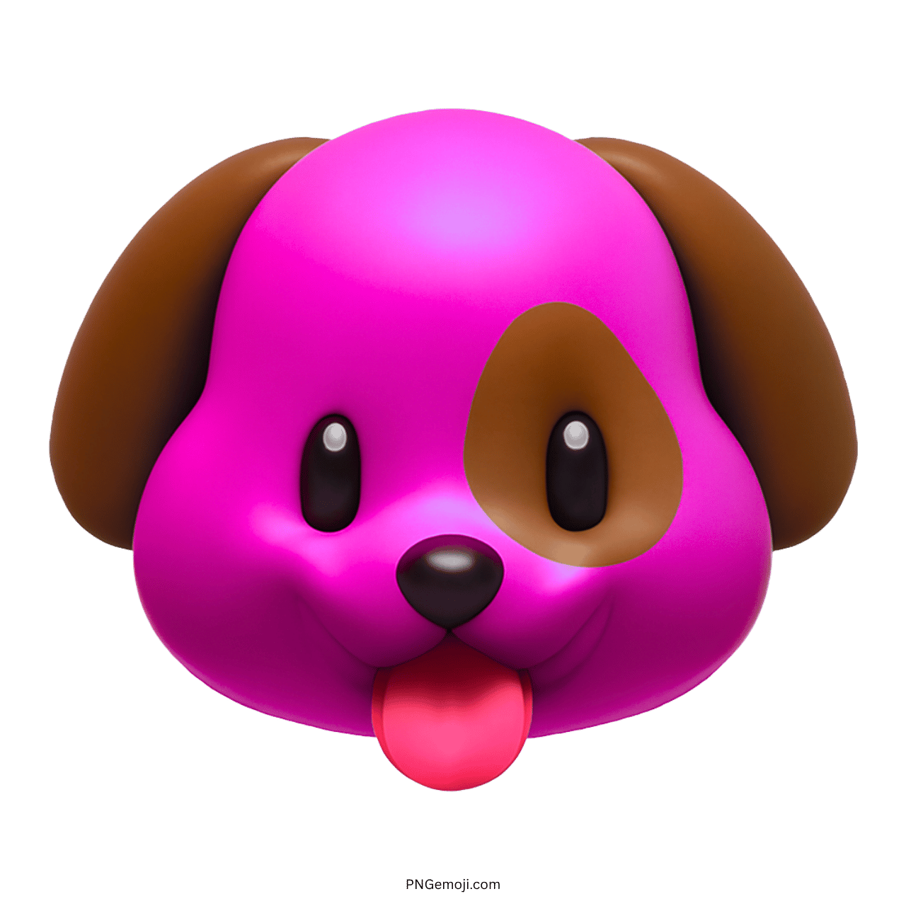 Cute pink dog face emoji with brown ears and a tongue sticking out.