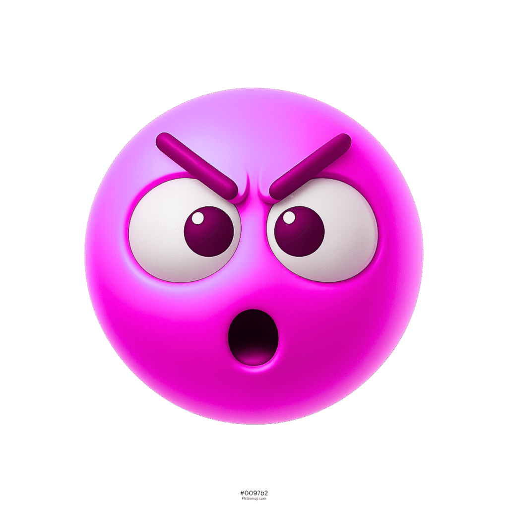 Pink dumbfound emoji showing intense shock with raised eyebrows and surprised open mouth