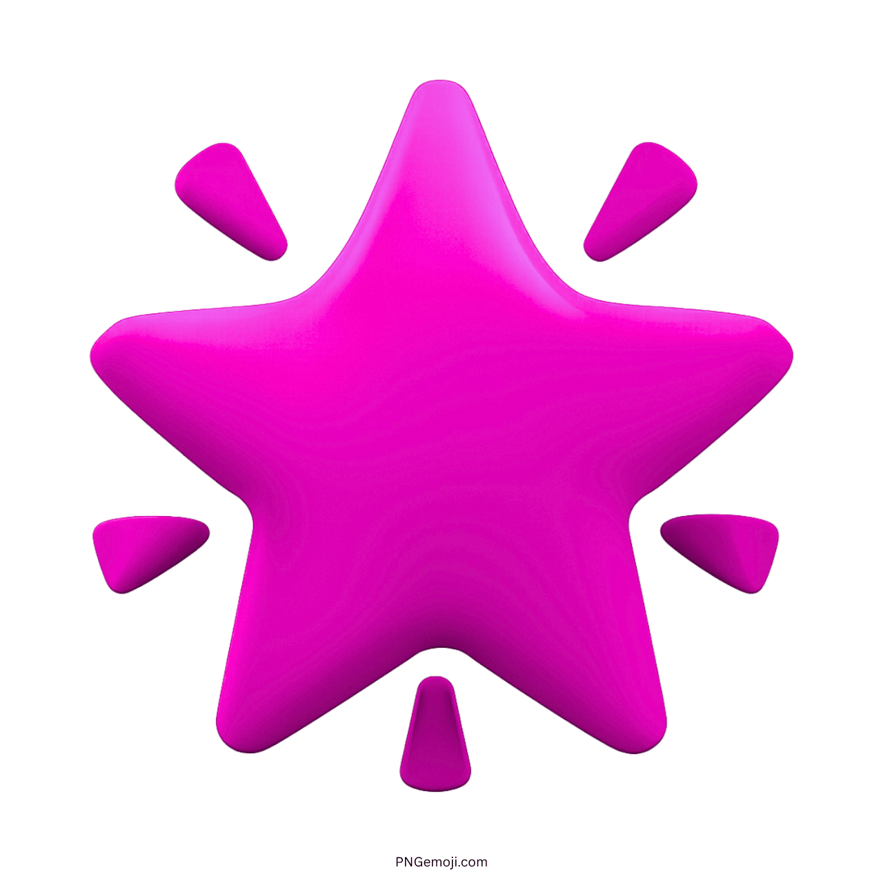 3D pink glowing star emoji with sparkles, transparent background