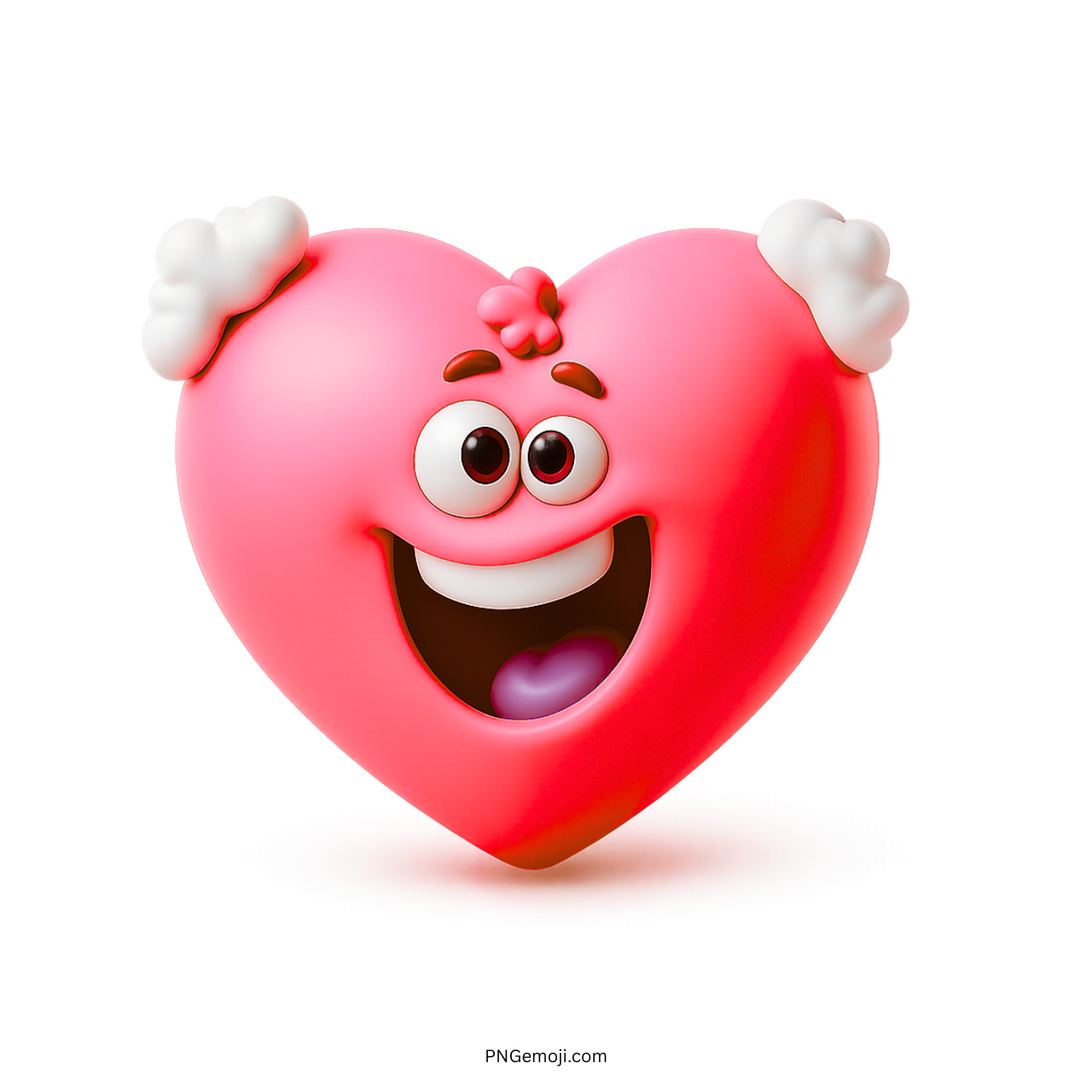 Pink grandpa heart emoji with fluffy hair and cheerful cartoon expression