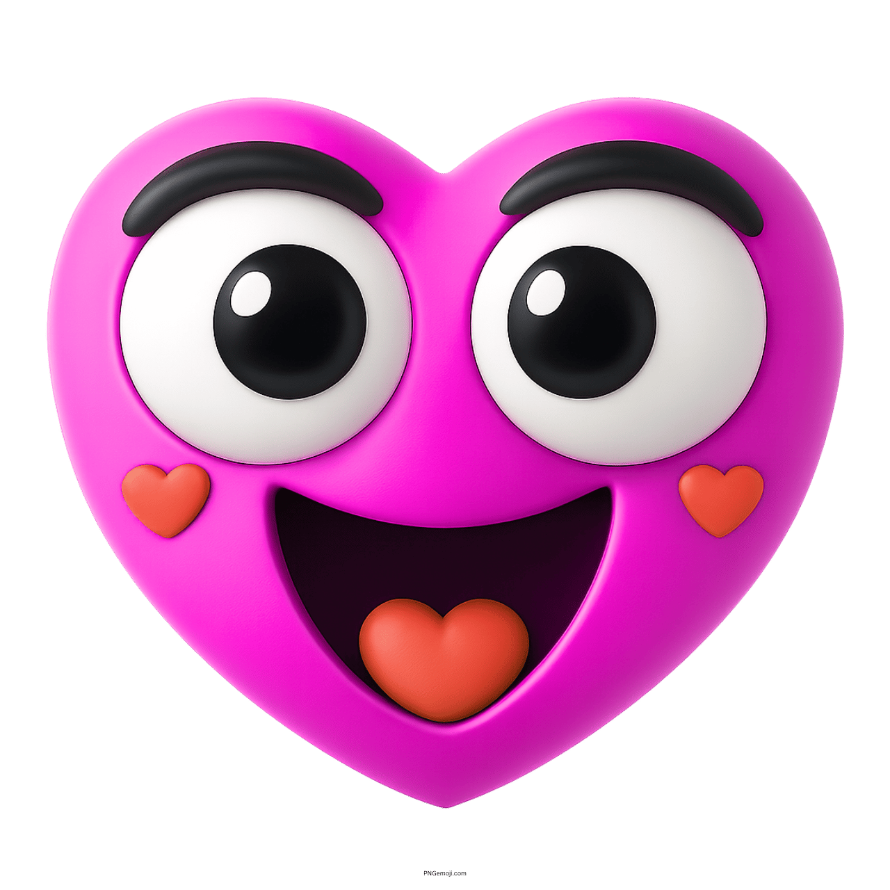 pink heart emoji with big cute eyes smiling with hearts expressing joyful love
