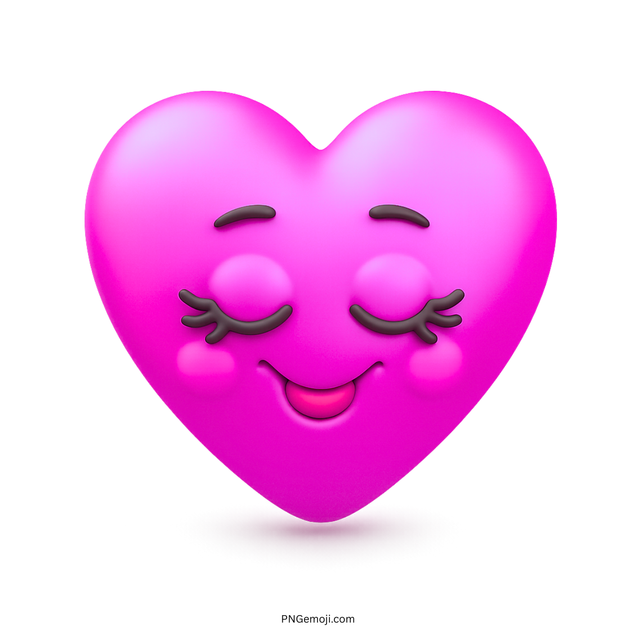 Pink heart emoji with closed eyes, blushing cheeks, and a gentle smiling expression