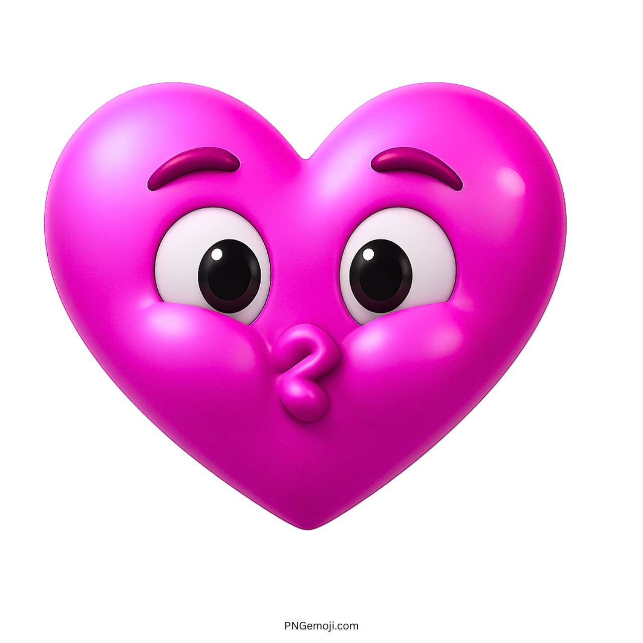 Pink heart emoji puffed cheeks holding breath with expressive eyes and cartoon style