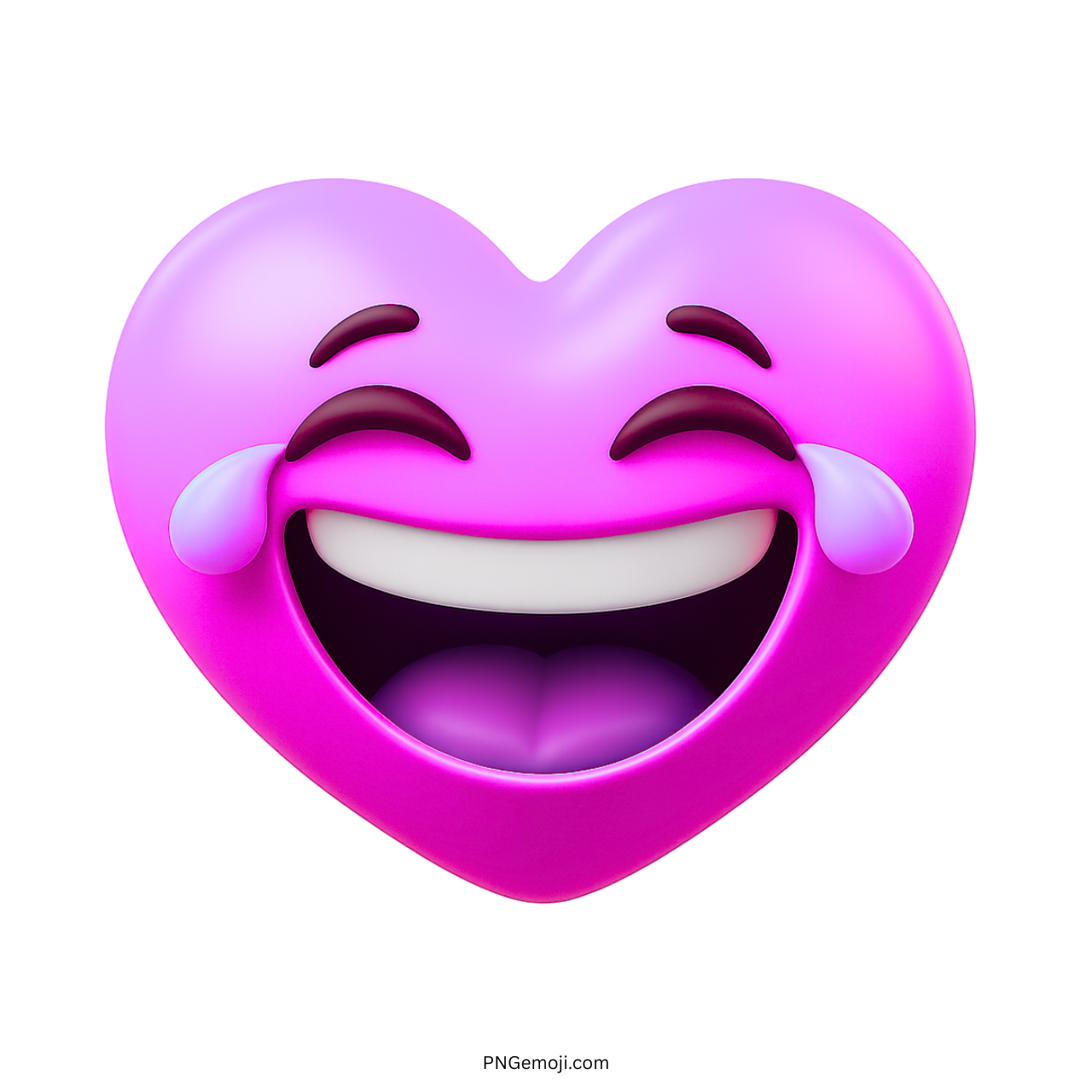 3D pink heart emoji laughing with joyful tears fun and cute emoticon design