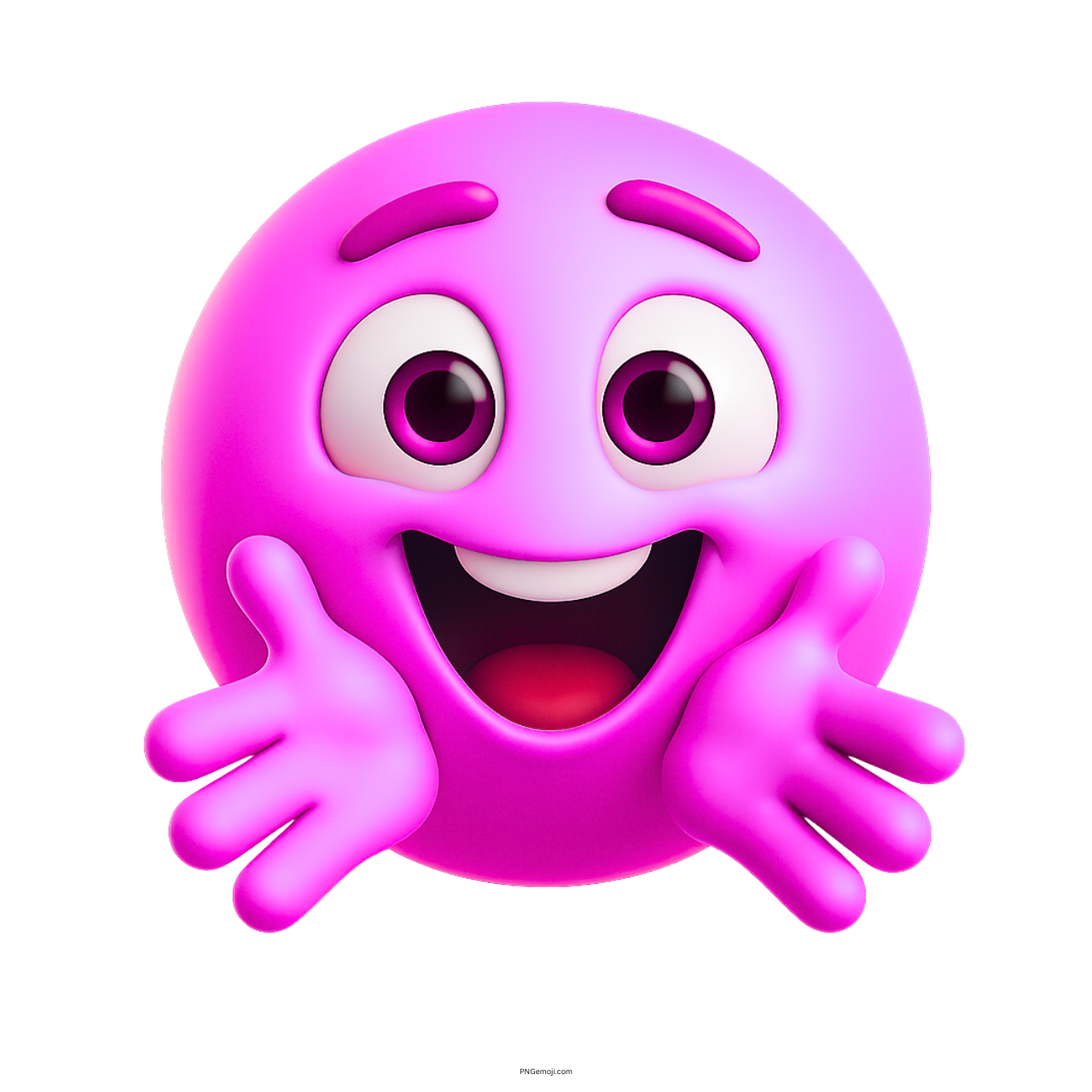 3D pink hugging emoji with happy expression and outstretched hands for digital affection