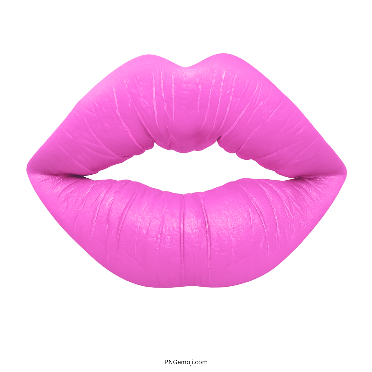 Vibrant pink lips kiss emoji with smooth texture on transparent background