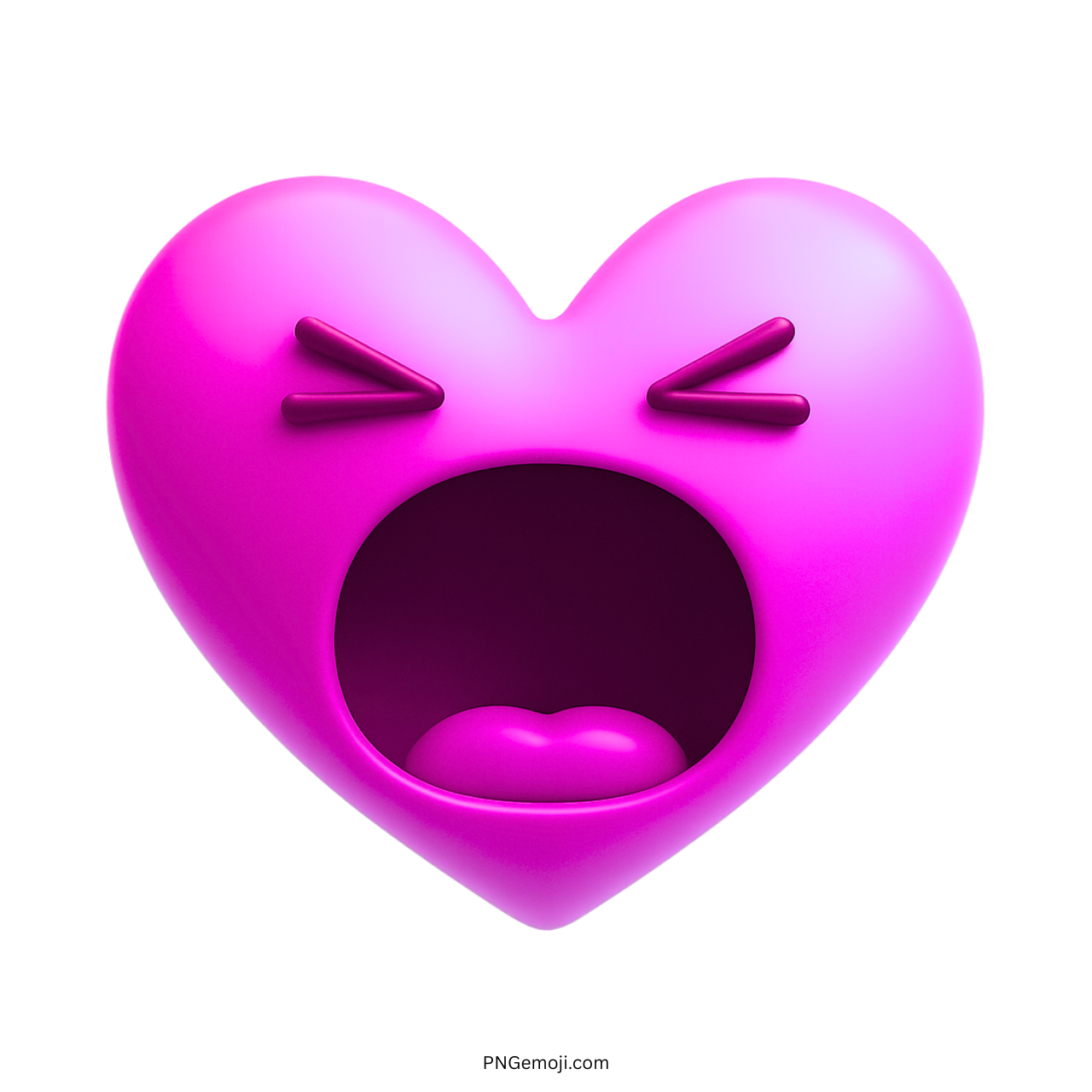 Pink heart emoji yelling loudly with closed eyes in emotional or dramatic expression