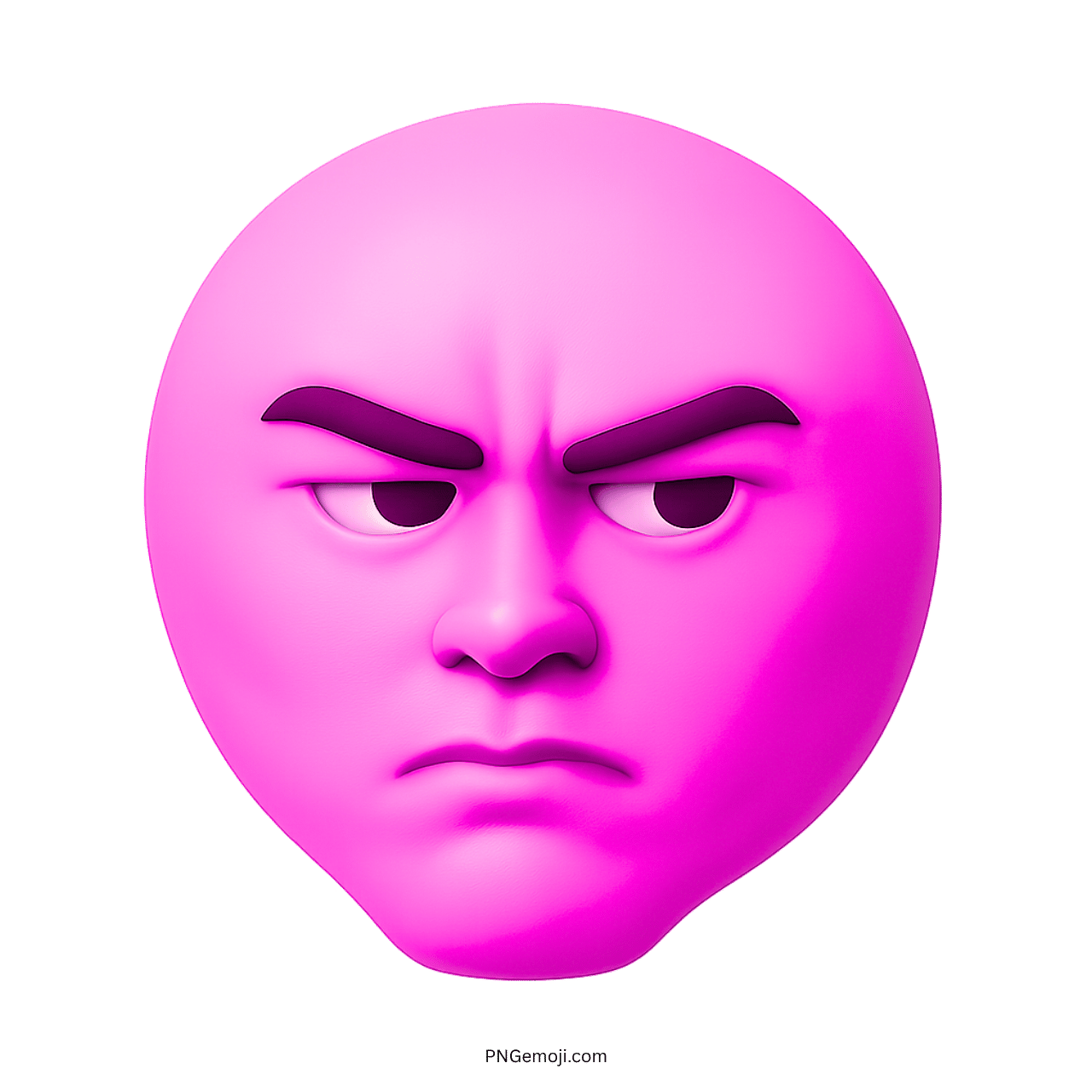 Pink 3D emoji with sigma stare, furrowed brows, and bold mewing face expression