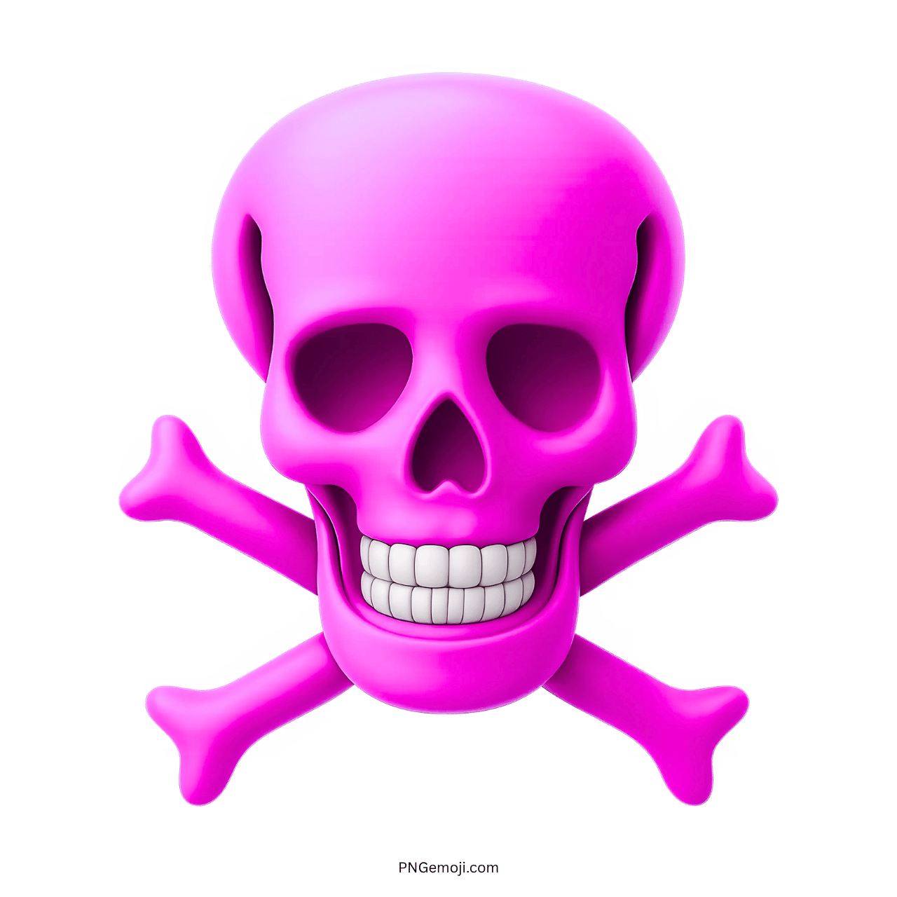 Bright pink skull and crossbones emoji representing toxic hazard, danger, and deadly warning symbol.
