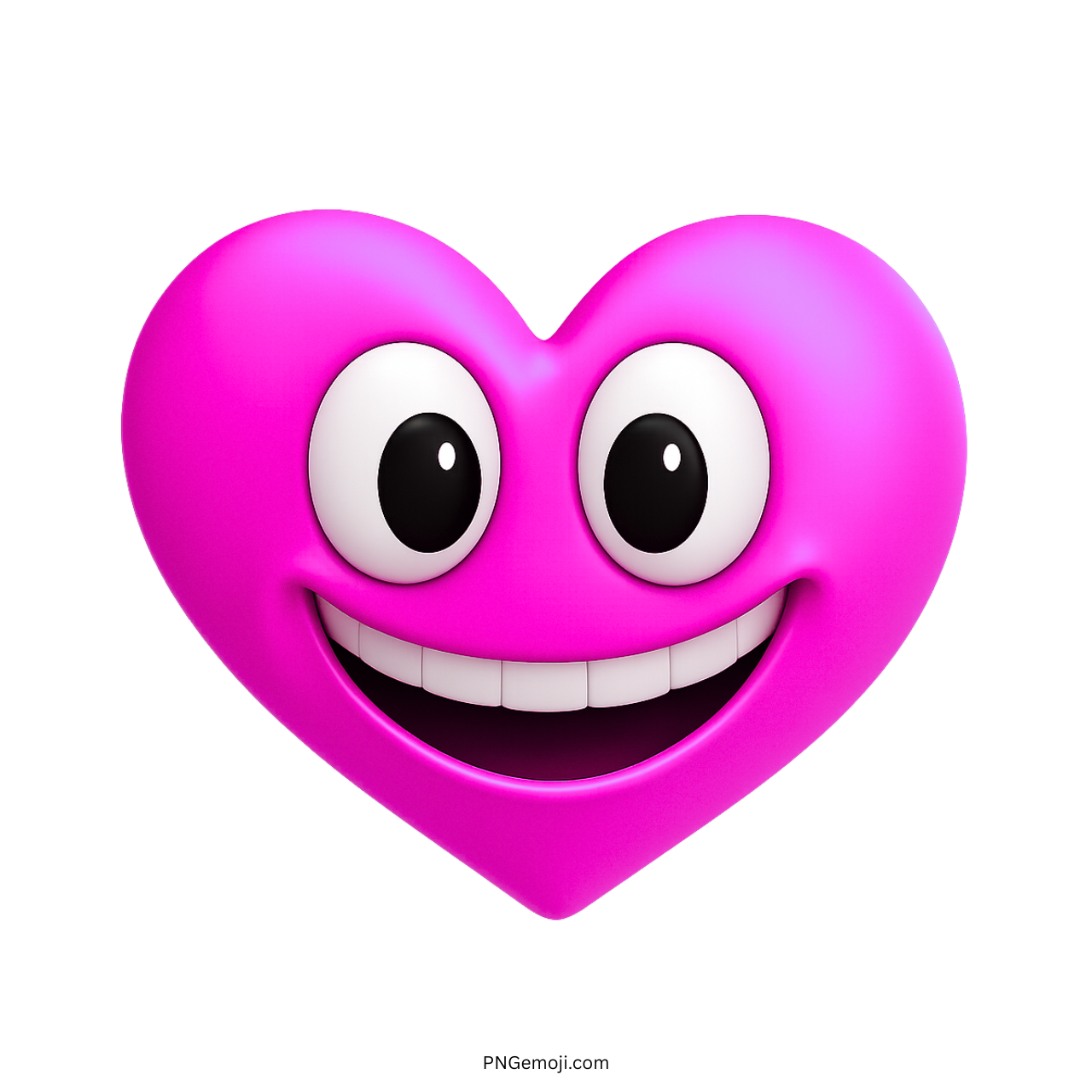 Pink heart emoji with big eyes and adorable smiling face for love and joy.