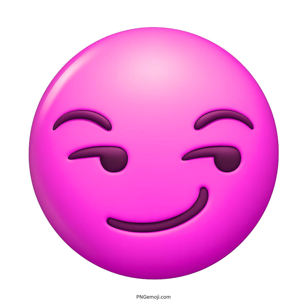 3D pink smirking emoji with confident cheeky facial expression and glossy finish