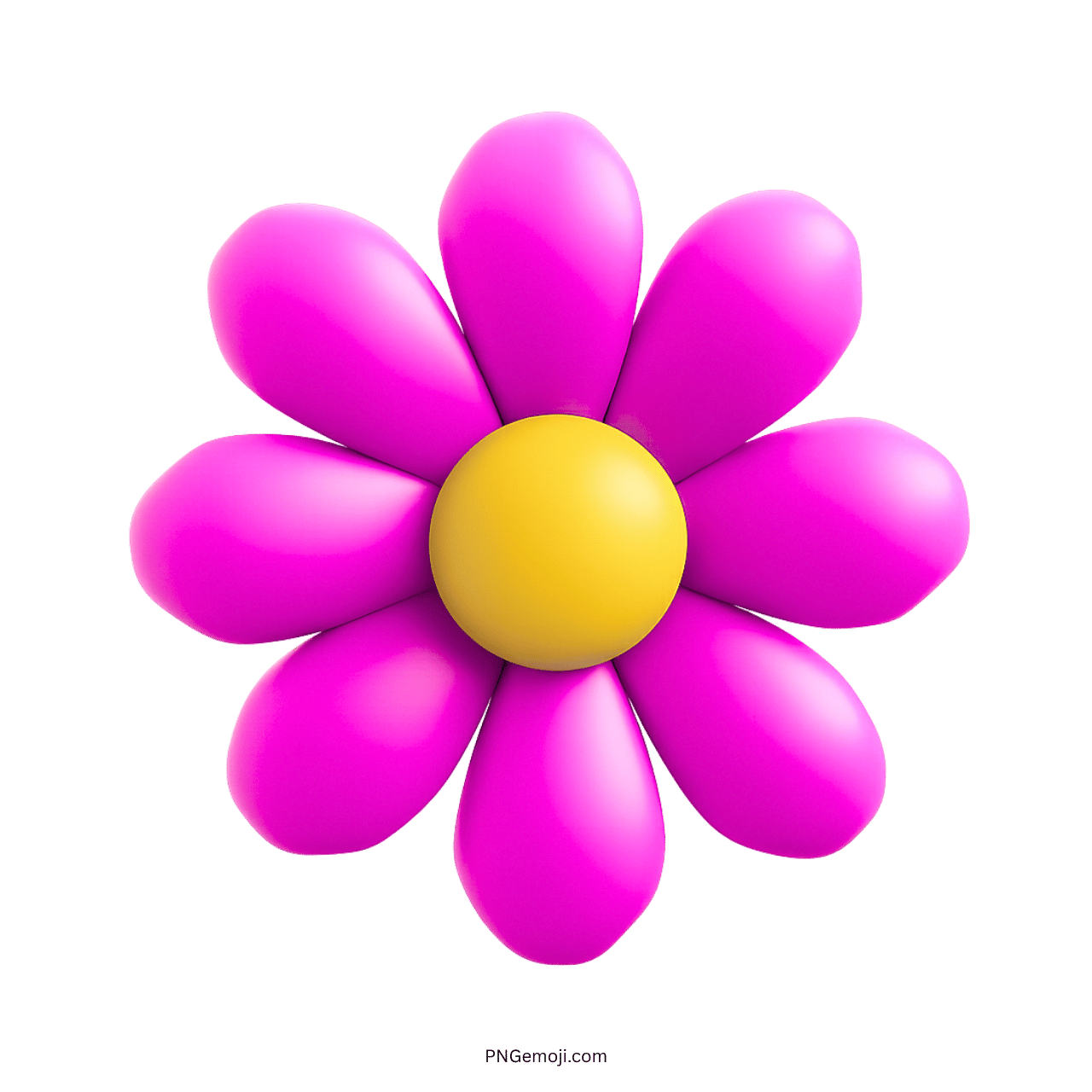 Vibrant pink and yellow daisy flower clipart with smooth, rounded petals and center