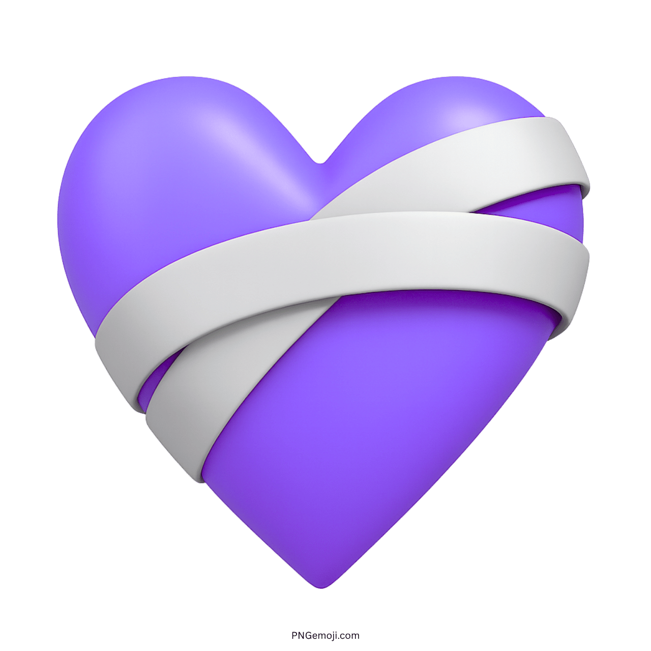 3D purple mending heart emoji with white bandage on transparent background