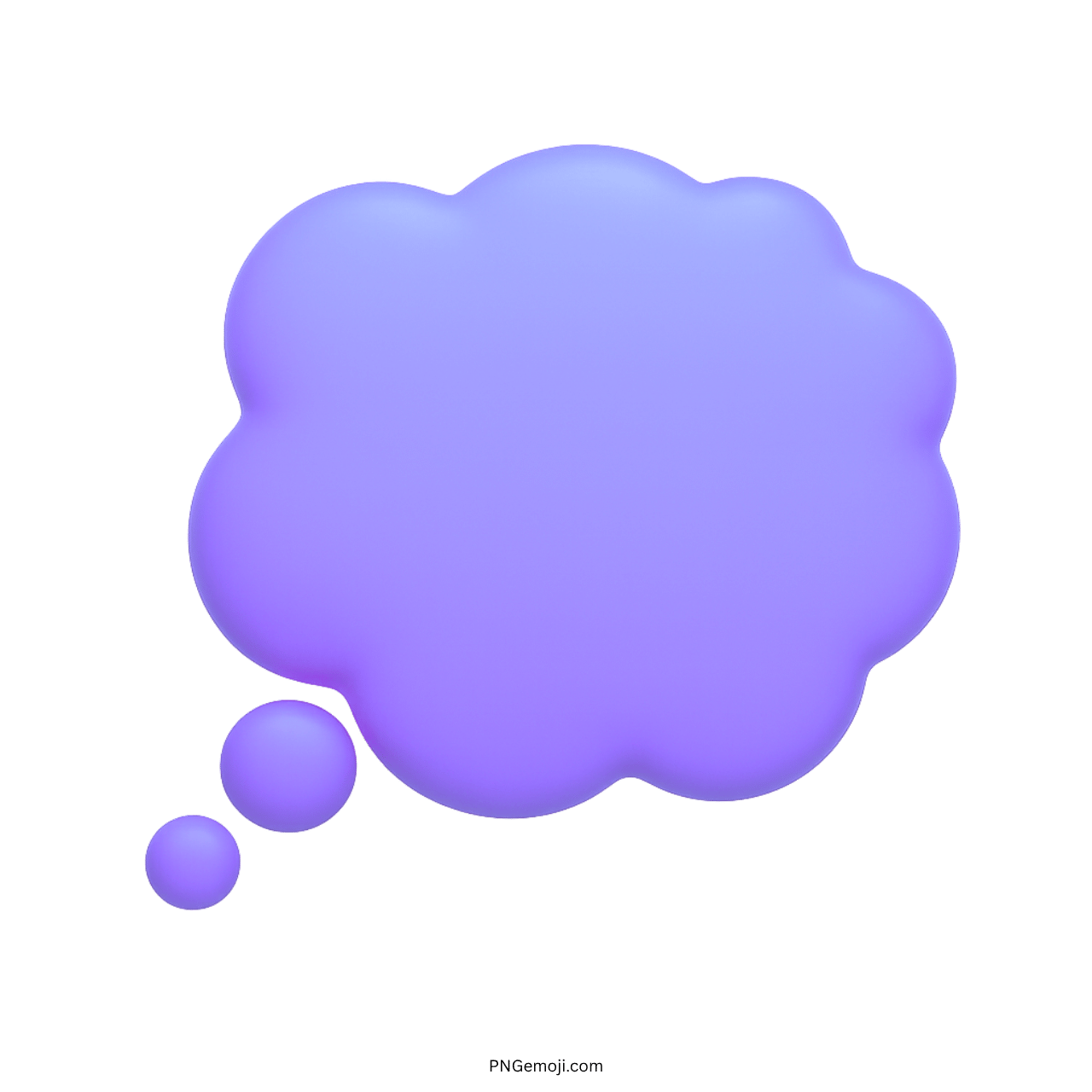 3D purple thought balloon emoji PNG with soft glow and transparent background