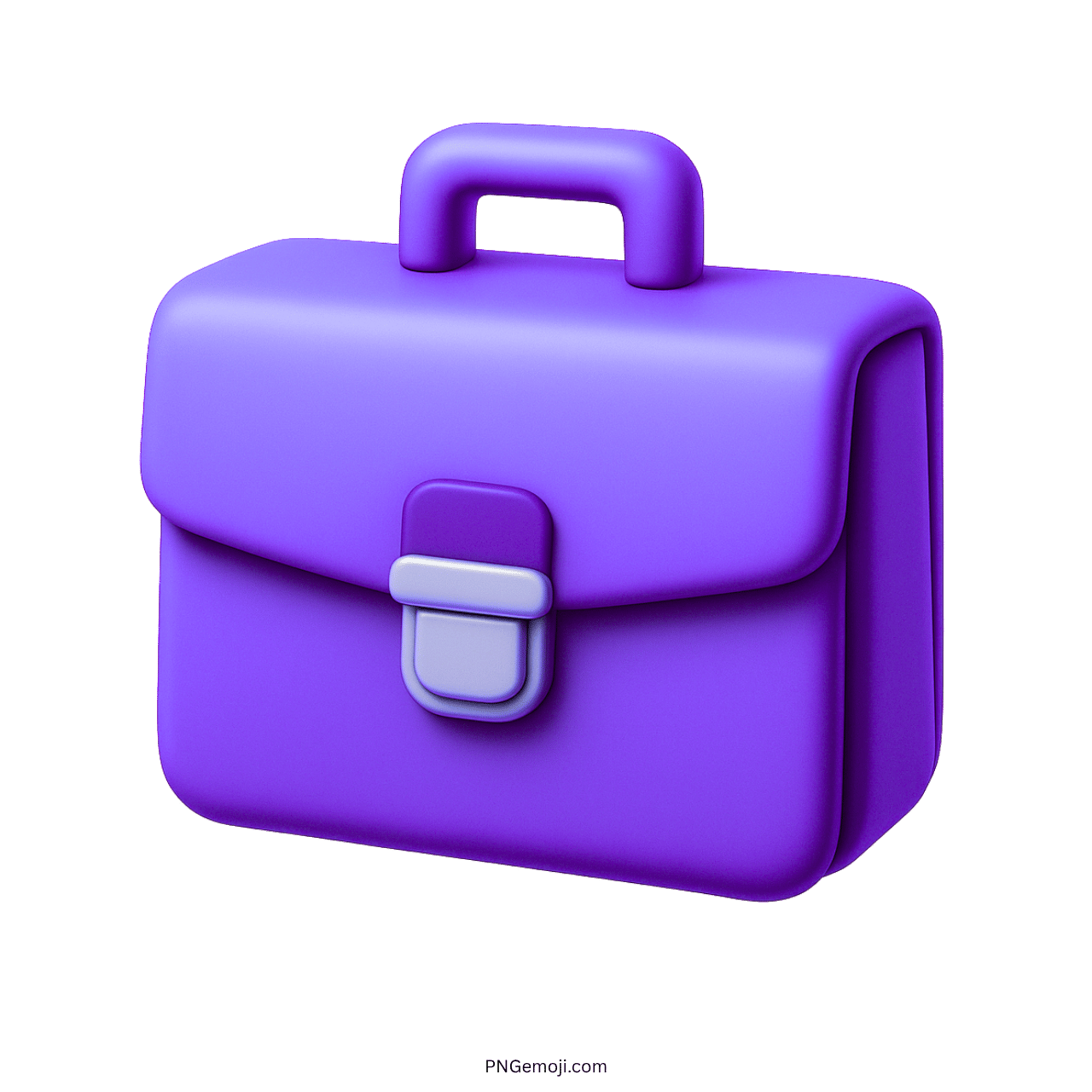 3D purple briefcase emoji with a handle and clasp on a transparent background.