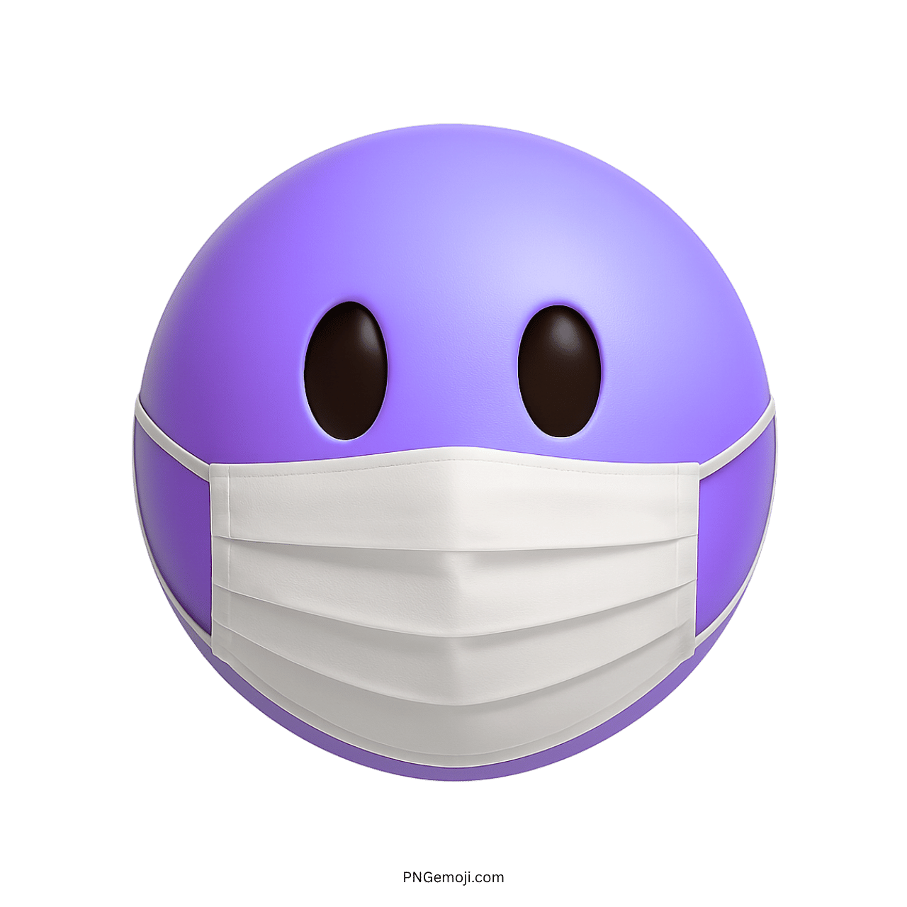 Purple emoji wearing white surgical mask for COVID-19 safety and health awareness