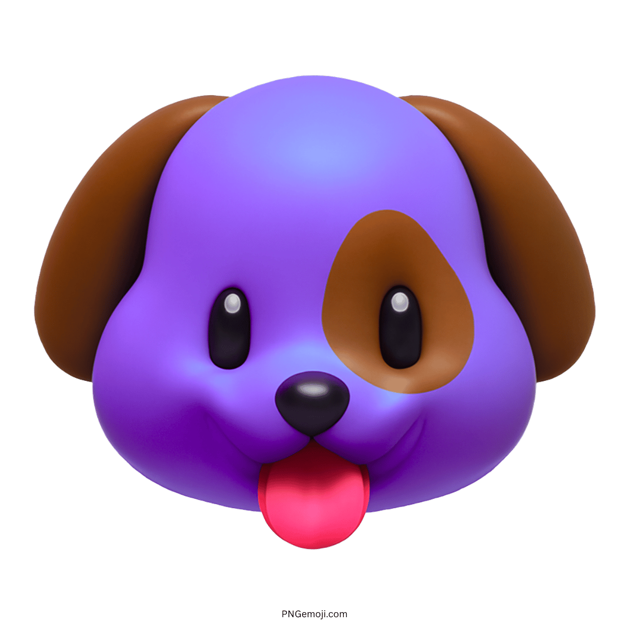 Adorable purple dog face emoji with brown ears and a tongue sticking out.