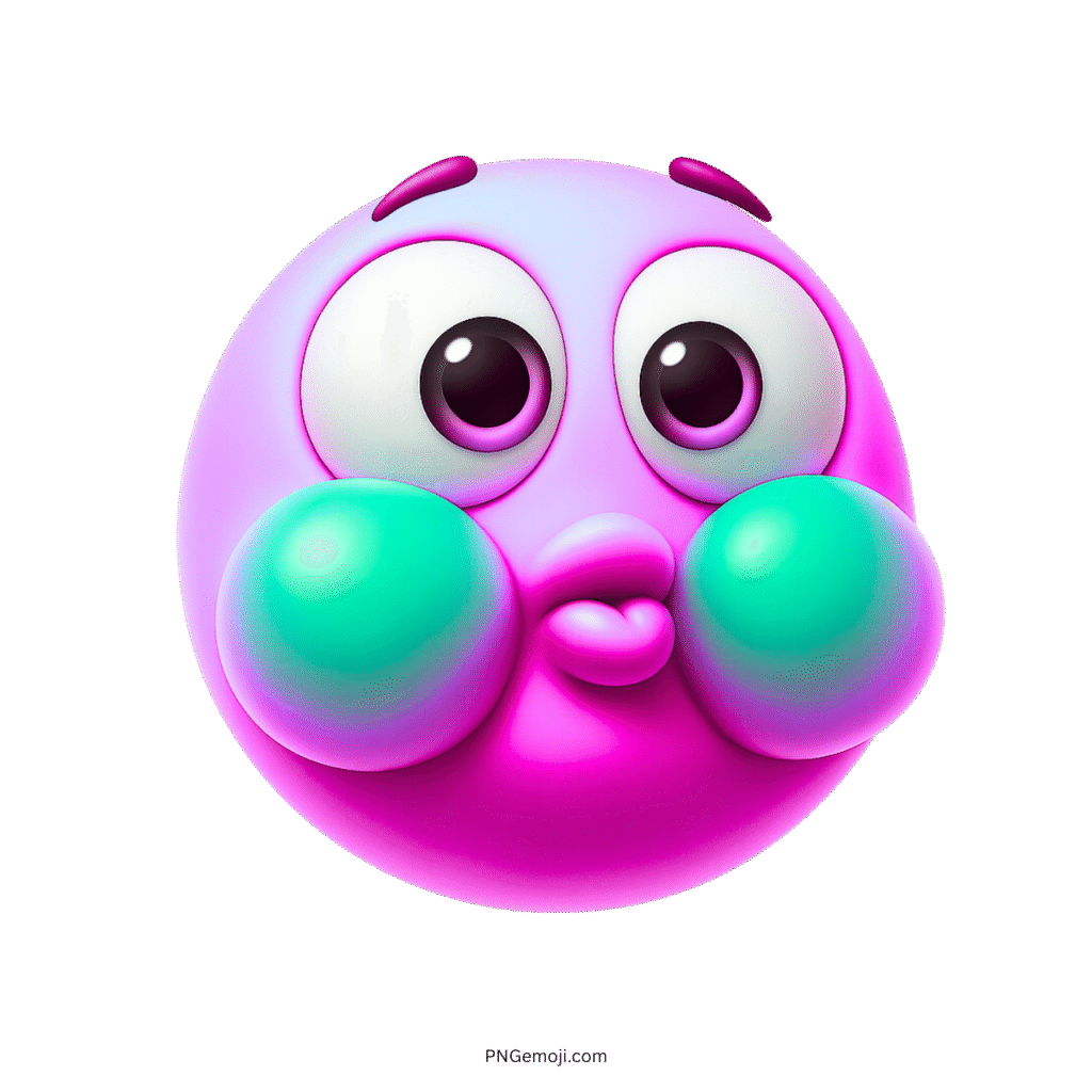 Purple embarrassed smiley emoji with puffed cheeks, shy cartoon face, and adorable expression