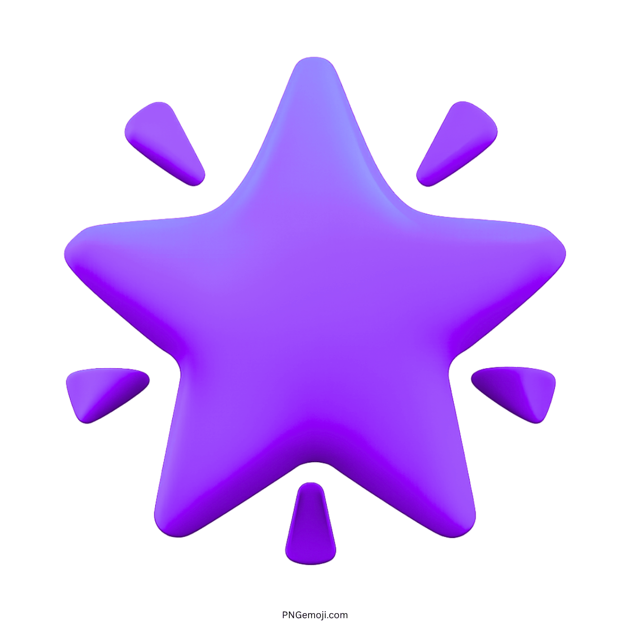 3D purple glowing star emoji with sparkles, transparent background