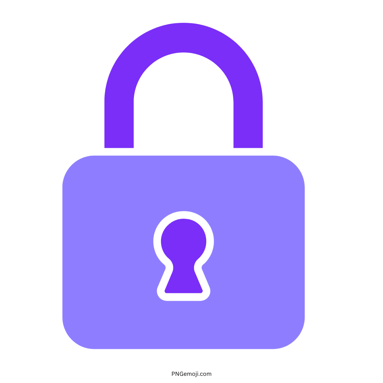 Purple 3D lock emoji icon representing digital security, privacy, and access protection in flat style