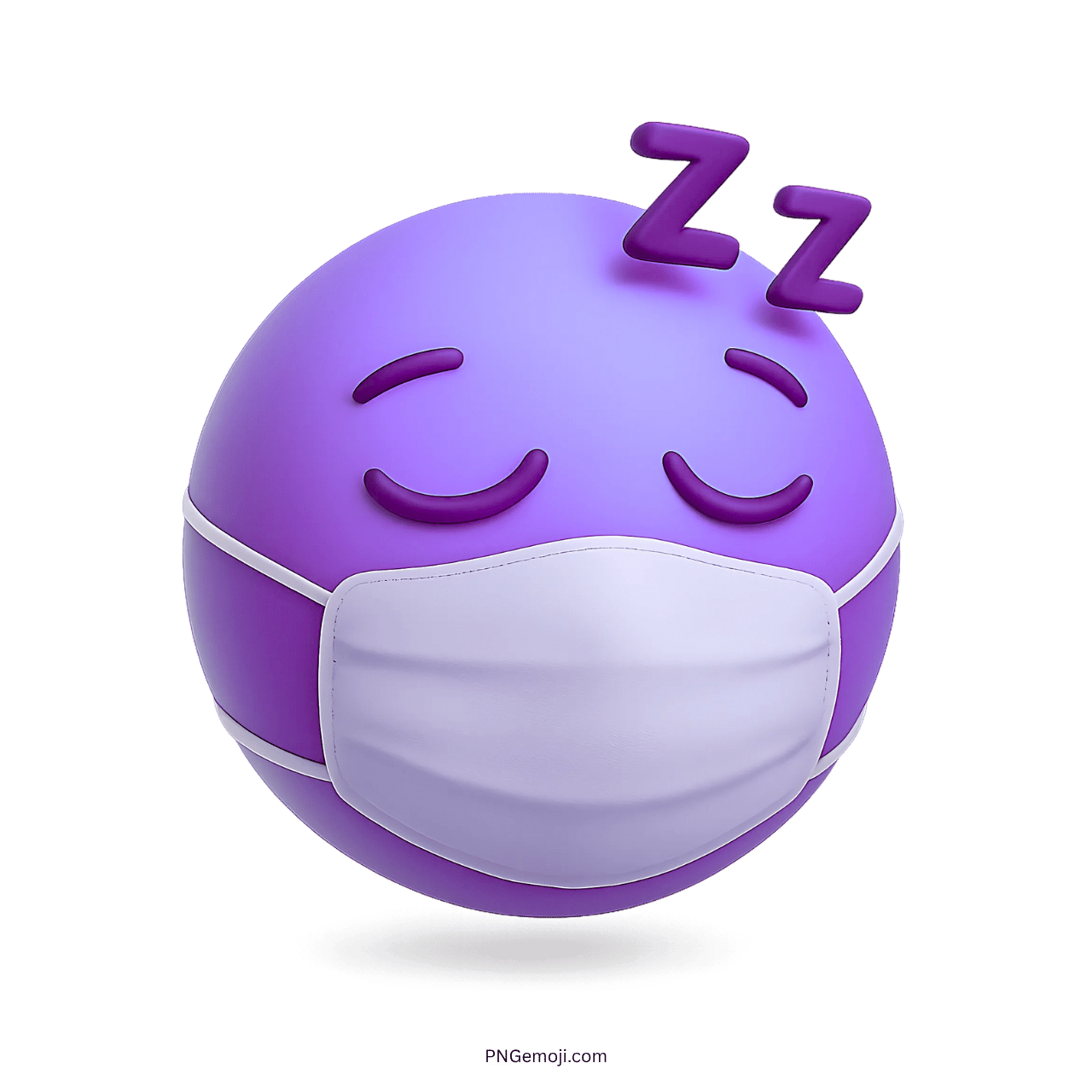 Purple sleeping emoji with face mask and Zzz symbols symbolizing rest and safety