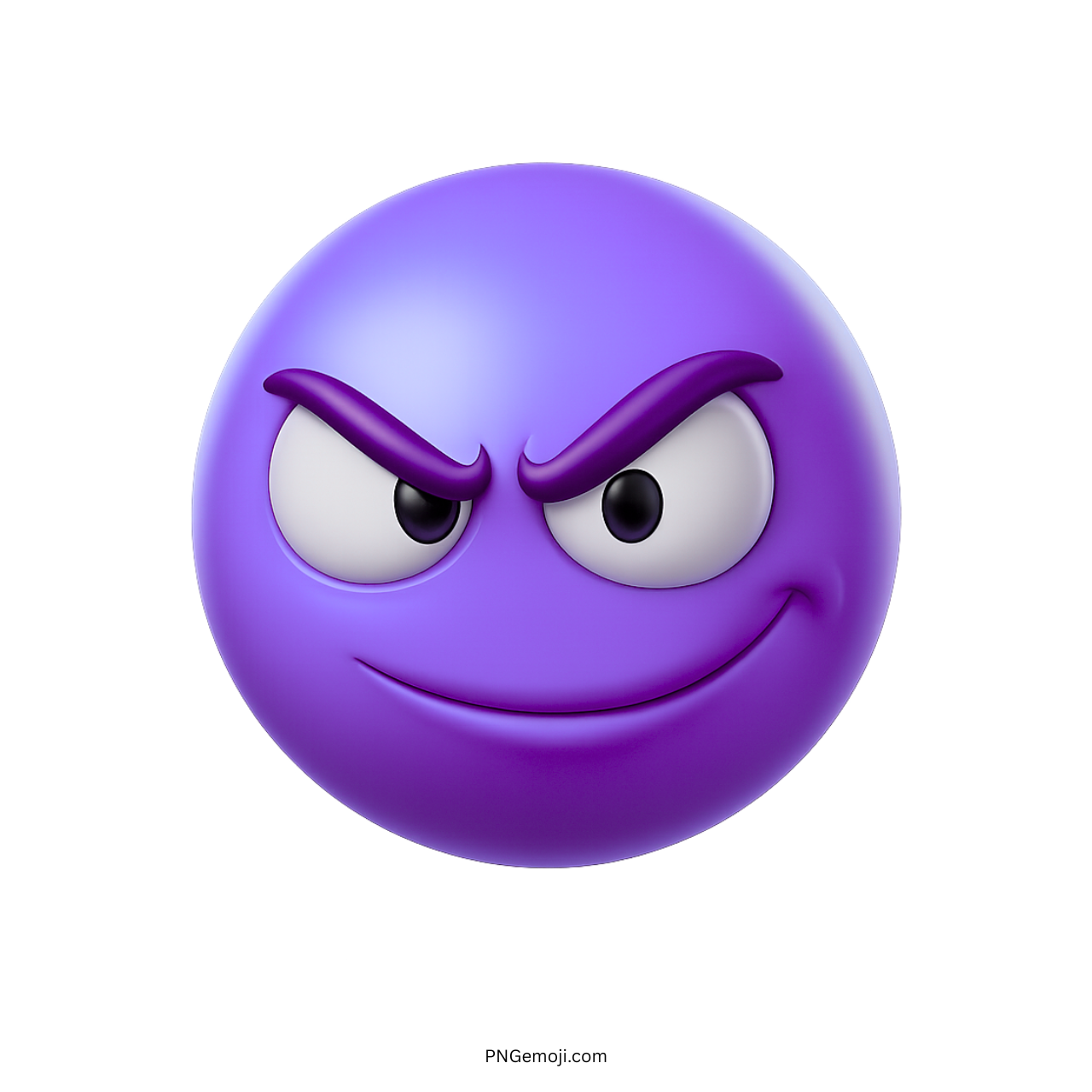 Purple sly smirking emoji with raised eyebrows and confident mischievous face expression