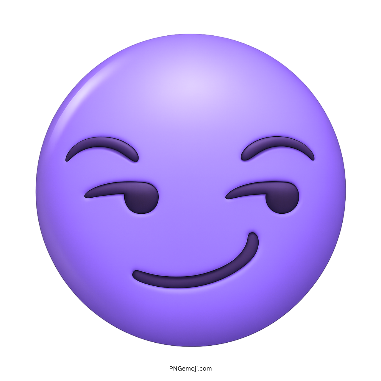 3D purple smirking emoji with flirty confident expression and glossy design on transparent background